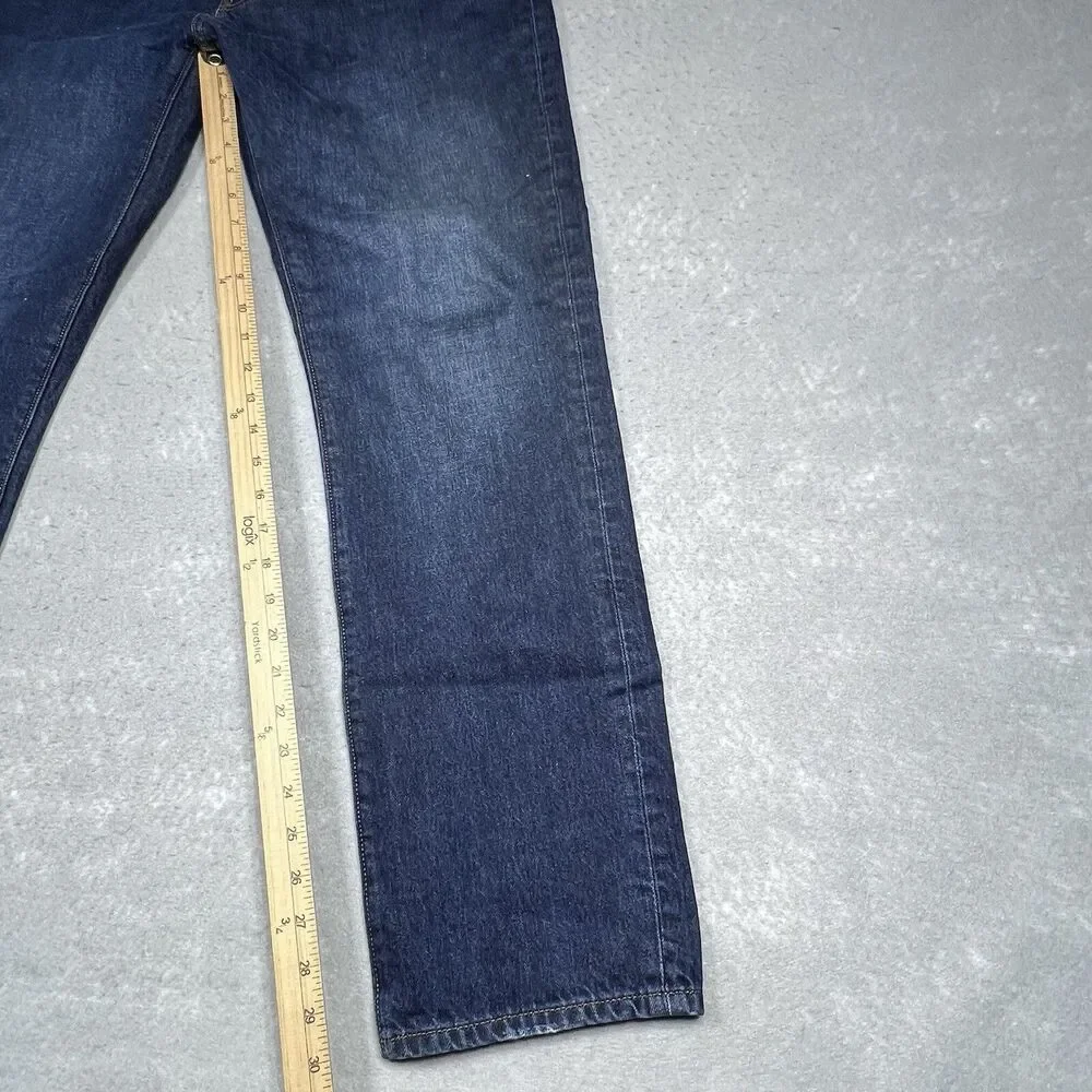 J. Crew Straight Jeans Mens Size 36 Dark Wash Blue Comfy Stretchy Denim